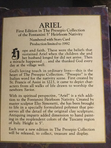 ARIEL ERSTAUSGABE der PRESEPIO SAMMLUNG # 65187 FONTANIN 5 ZOLL KRIPPE - Bild 2 von 3