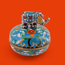 Vtg Ardleigh Elliott Elephant Procession Cloisonne Music Box Signed Works B6