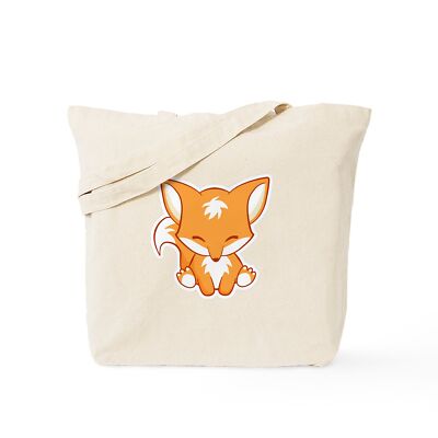 CafePress Happy Fox Natural Canvas Tote Bag, Cloth Shopping Bag (405746448)