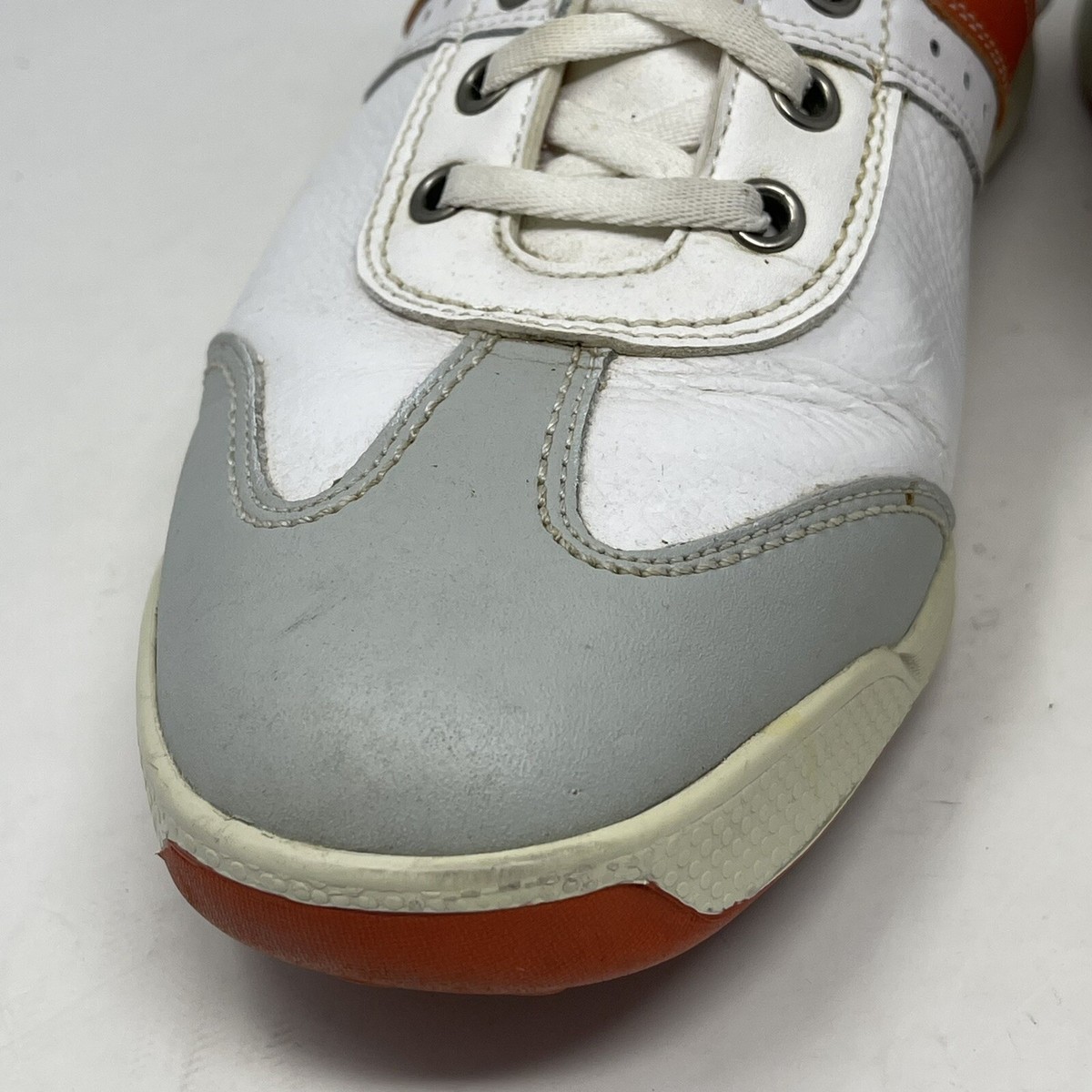 Footjoy Contour Casual Golf Shoes Mens 9.5 White Orange Leather Spikeless 54303 Footjoy Men main image 4