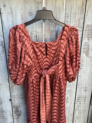MOON RIVER Anthropologie MEDIUM NEW Velvet Square Neck Puff Sleeve Mini Dress - Picture 6 of 12