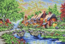 Bead Embroidery Kit Spring House DIY Stamped Bead Needlepoint Beadwork b531