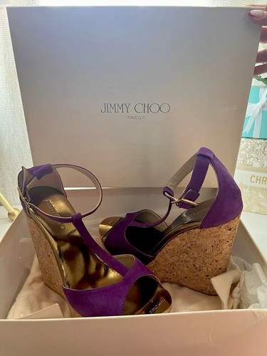 NEW!! Jimmy Choo Purple Suede T-Strap Sandals size 6.5