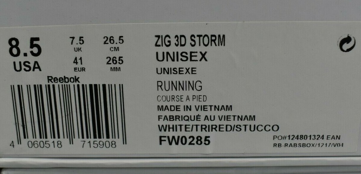 Reebok Men Sz 8.5 Cottweiler Zig 3D Storm White Red Stucco Running Sneaker Shoes Reebok X Cottweiler Zig 3D Storm | UP THERE main image 2