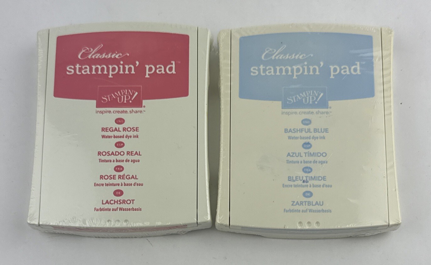 Lot of 2 Classic Stampin' Up Ink Pads REGAL ROSE & BASHFUL BLUE New
