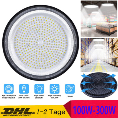 100-300W UFO LED Hallenbeleuchtung Industrielampe Hallenstrahler Hallenleuchte