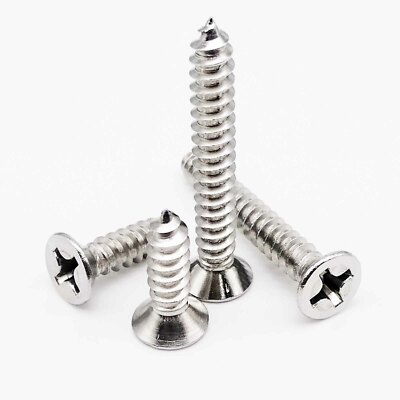 M3 M4 M5 M6 SUS304 Cross Phillips Flat Countersunk Head Self-tapping Wood Screw