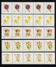 FLOWERS US 2024 POSTAGE #5902 5903 5904 5905 5906 XF 1c 2c 3c 5c 10c COIL STAMPS