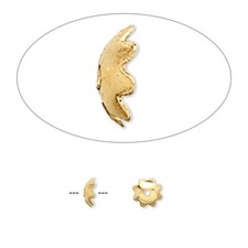 100 Gold Plated Brass 5x1.5mm Flower Bead Caps to Fit 6-8mm Beads