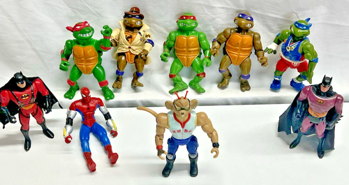 *VTG* 1980s- 1990s Action Figure 9 Piece Lot TMNT Batman Spider-Man Biker Mice - Picture 22 of 24