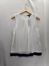 NWT Banana Republic White Sleeveless Pleated 68.00 Tunic Blouse Top Size-S