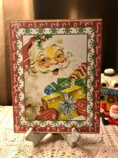 ReTrO Santa with Gifts, Vintage Style Christmas, Handcrafted Plaque / Sign
