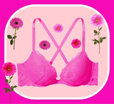 38B HOT WOW NEON PINK Front Close Extreme Lift Victorias Secret Plunge PU UW Bra