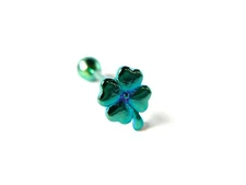 Titanium Shamrock Tongue Ring 14g 16mm 5/8" Clover Tounge Body Piercing Jewelry