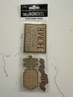 Offray My Moments Peel 'N Stick Embroidered Patches-Welcome Home & Happy Hosts