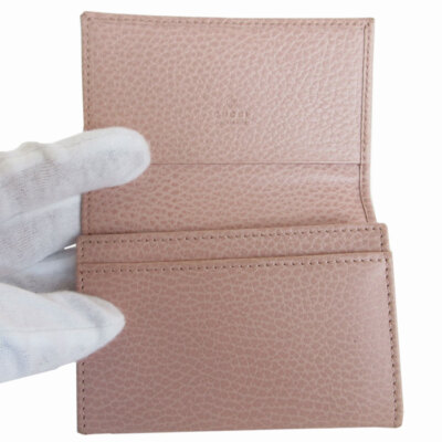 Auth GUCCI GG Marmont Card Case pink beige leather 474748