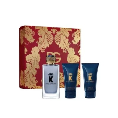 D&G K MEN 3 PC GIFT SET - 3.4OZ EDT + 1.7OZ AFTER SHAVE BALM + 1.7OZ SHOWER GEL