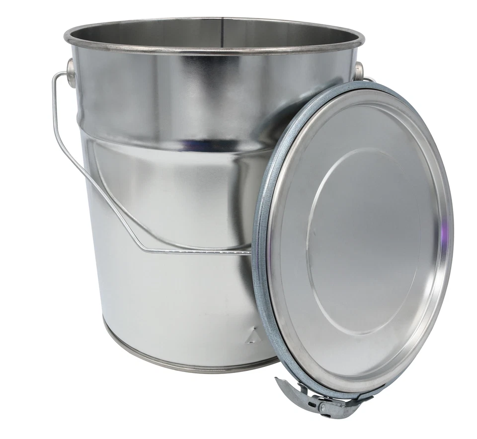 Leerer Blecheimer verzinkt mit Henkel inkl. Deckel 10,0 L | Eimer Metall abfülle - Bild 2 von 4