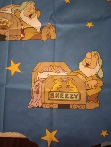 Disney dwarfs fun fabric large print scrap piece 8 to 9.5 inch 2pc set