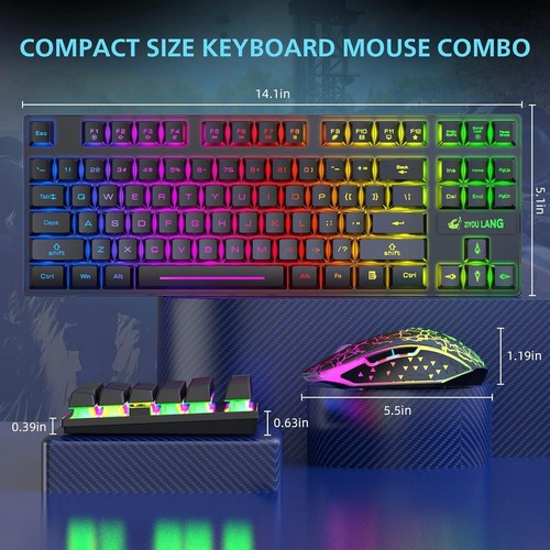 Wireless Gaming Keyboard Mouse Combo Set 4000mAh Rechargeable 2.4G RGB Backlit - Picture 36 of 44