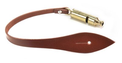 #ad US WW1 Brass Trench Whistle Dated 1918 with Leather Attaching Strap $22.99