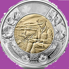 2015 Canada John McCrae 100th In Flanders Fields Two Dollars Toonie Coin UNC $2