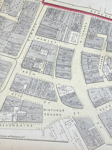 1874 Boston Karte ~ Boston & Globe Theater, Freimaurertempel, Innenstadtüberquerung!!! - Bild 8 von 22