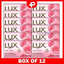 LUX Soft Touch Soap Long Lasting Fragrant Skin Rose & Almond Oil 80g 12 Pack