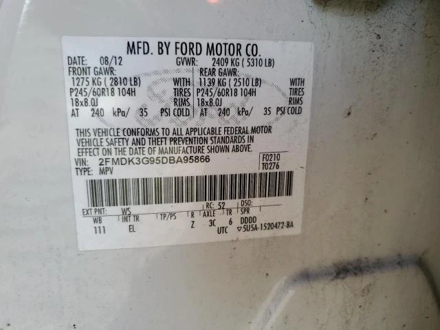 Conjunto de luces traseras Ford Edge LH 2013 blancas OEM 128667 usadas 218 k millas Foto 2 de 4