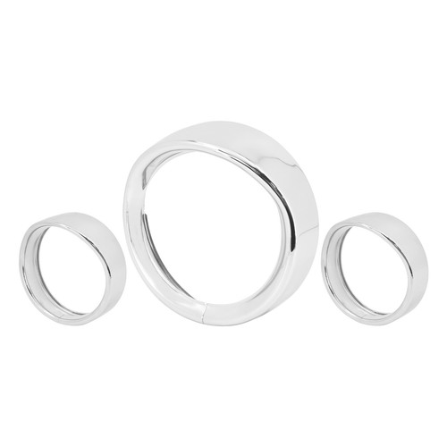 7" Visor Headlight Bezel 4.5" Fog Lights Trim Rings Chrome Fit For Road King 94+ - Foto 14 di 19