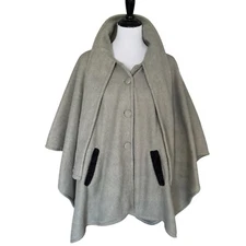 Pano Alpaca Cape Coat Poncho Wrap Shawl Gray