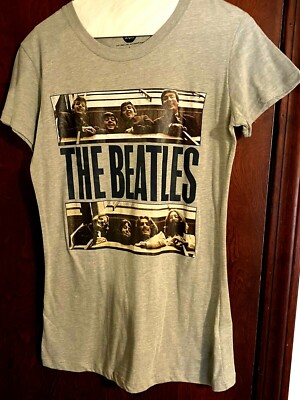 The Beatles Band gray women's T-shirt L Apple corps 2011 George Ringo Paul John 