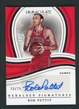 2022-23 BOB PETTIT 70/75 AUTO PANINI IMMACULATE COLLECTION HERALDED SIGNATURES