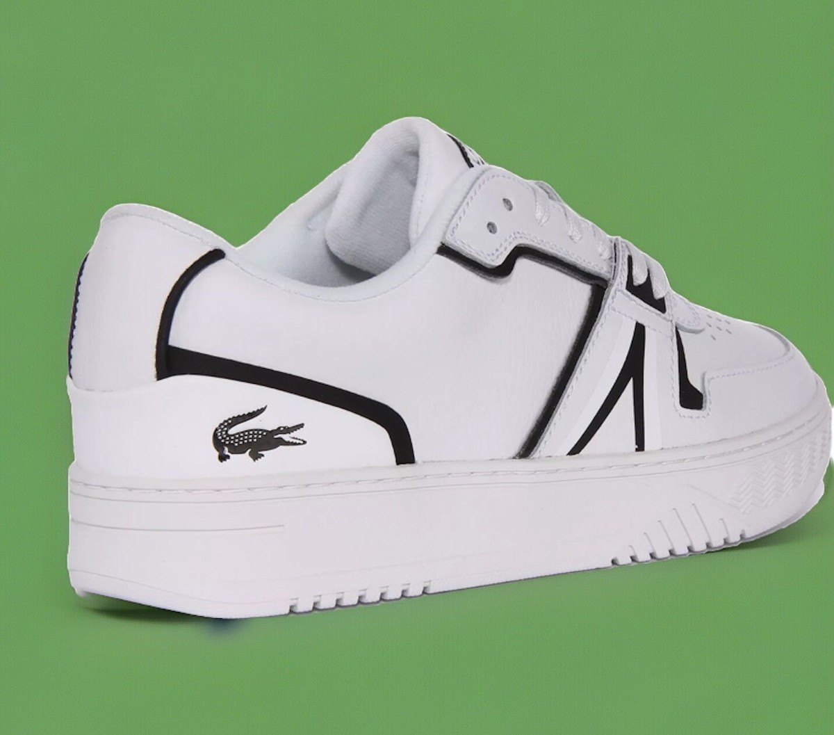 Lacoste L001 123 Mens Leather Low Top Sneaker In White Black Size US 11