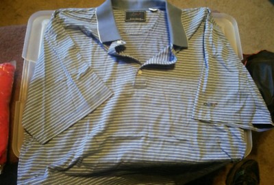 Men's Shark Polo by Greg Norman - Blue Striped - Large