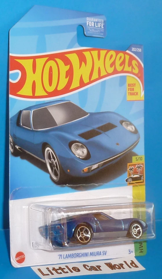 2022 HOT WHEELS '71 Lamborghini Miura SV Blue Col. #202/250 HW EXOTICS 5/10 NIP - Image 3 of 4