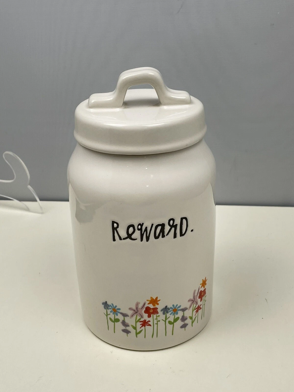Rae Dunn Reward Jar ~ Blooming Flowers Design By Magenta w/Lid - In Script EUC