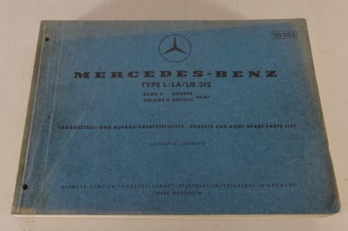 Catálogo de piezas / Lista de piezas de Mercedes Benz tipo L / LA / LG 312 banda II 08/1961 | eBay