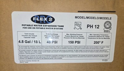 Flexcon Water Expansion Tank Flex 2 Pro PH12 4.8 Gallon Plumbing