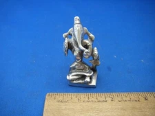 Unusual Vintage INDIAN  Cast Silver HINDU Ritual GANESH IDOL-Odd Form-NR