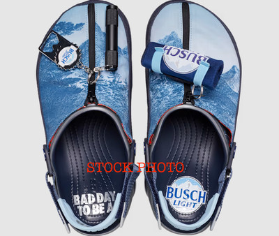 Busch Beer X Crocs Classic All Terrain Clog Flashlight Coozie Opener Tartan
