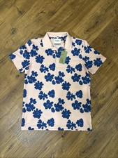 Goodfellow short sleeve polo Hawaiian flower pink/blue Medium SizeNWT