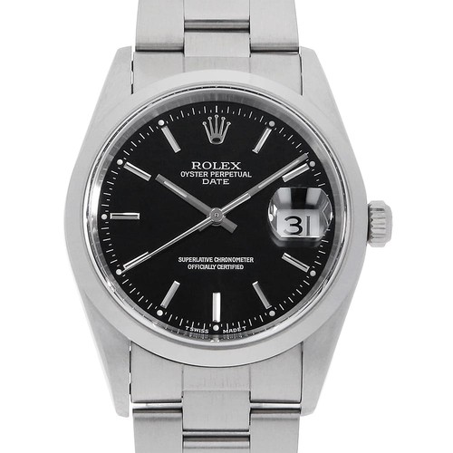 ROLEX Oyster Perpetual Date 15200 black bar A Number second ha...
