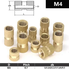 M4 BRASS THREADED INSERTS KNURLED ROUND INSERT NUTS EMBEDDED NUT