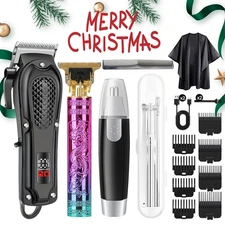 Professional 6-Piece Hair Clipper Set - Cordless Rechargeable Trimmers for Men U
