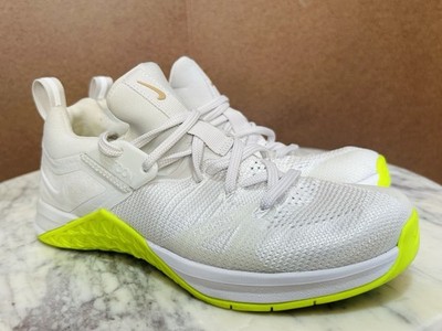 Nike Metcon Flyknit 3 White Volt Women's Sz 7 Training Shoes AR5623-117 ~ EUC!
