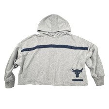 Under Armour Project Rock Gray Fleece Crop Hoodie Womens Oversized Loose medium