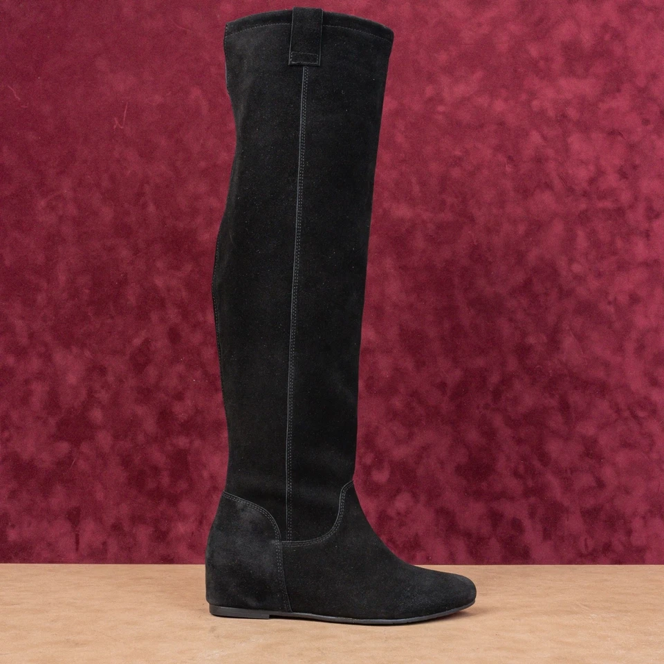 Botas de moda ZIGIny de gamuza negras con tacón de cuña sin cordones talla 7 Foto 3 de 4