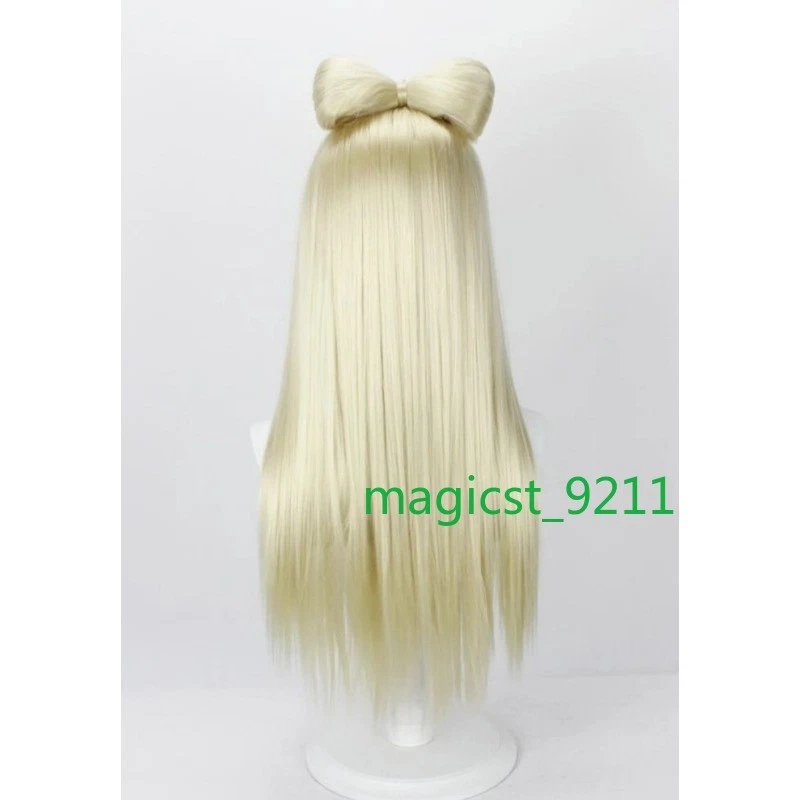 Lady Gaga Bowtie Cosplay Wig Halloween Party Ball Light gold Long hair Bow New - Image 4 of 4
