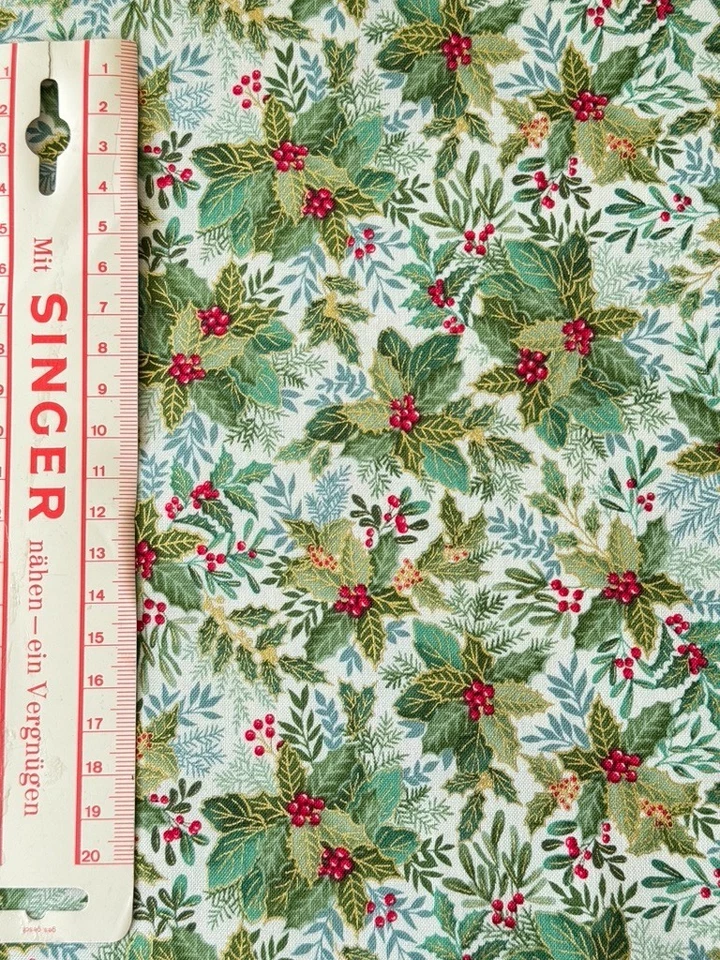 Makower Stoffpaket Patchworkstoff GOOD TIDINGS Weihnachtsstoff Sterne Ilex Blume - Bild 2 von 4